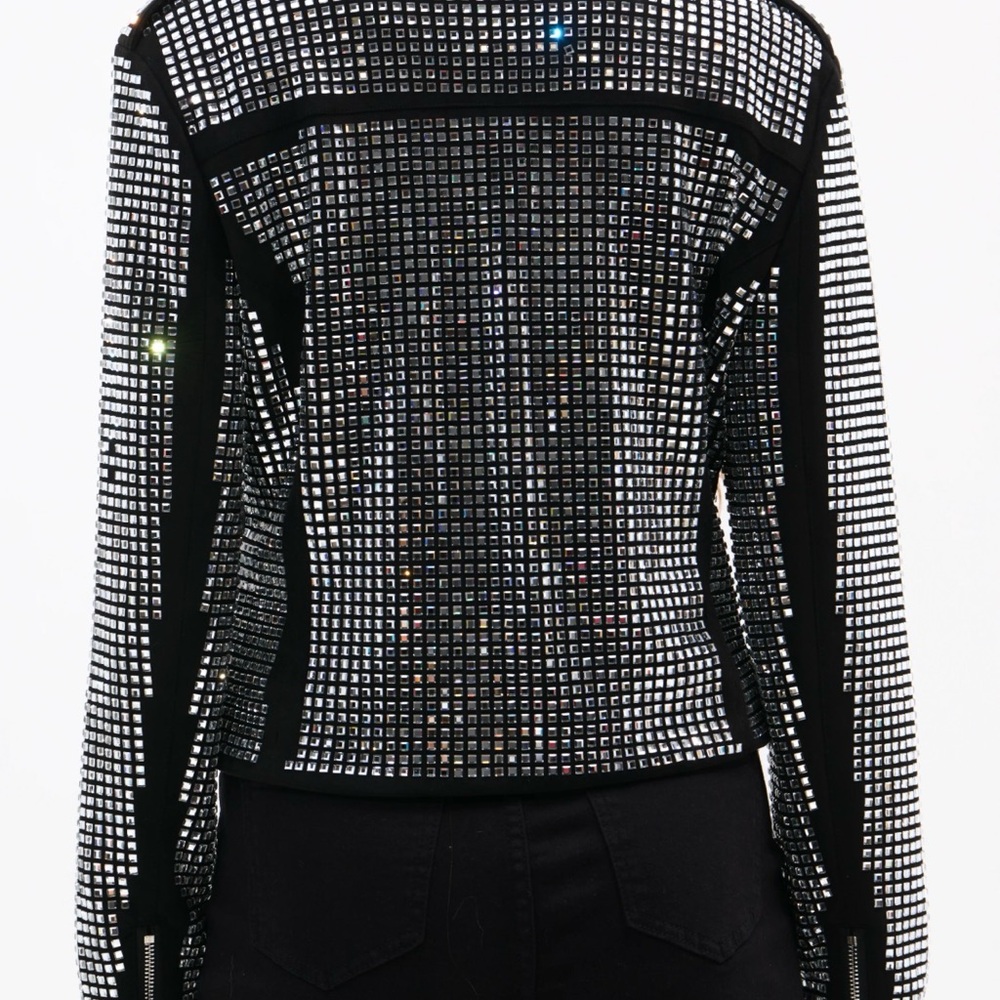 Azalea Wang Juniper Black Crystallized Moto Jacket - Picture 9 of 10